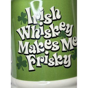 Irish Whiskey Makes Me Frisky Xl  Beer Stein Mug Green White New St Patrick's